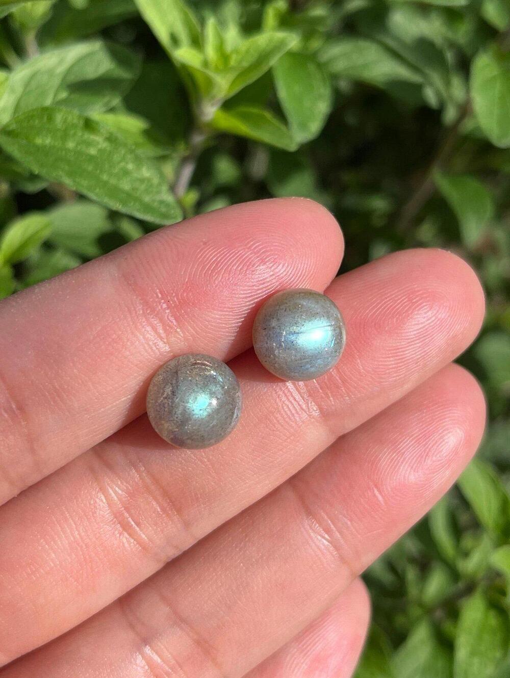 925 silver plated dainty labradorite ear studs 2431